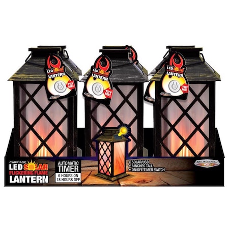 Shawshank Ledz Blazing LEDz 9 in. Solar Power Plastic Carriage Flicker Flame Assorted Flameless Lantern 702871